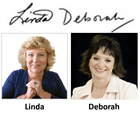 Two women labeled Linda and Deborah. Linda has curly blonde hair and wears blue; Deborah has short dark hair and wears a light-colored jacket.